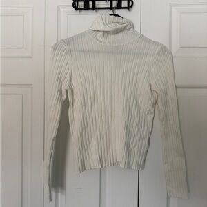 Divided Cream Ribbed Turtleneck Sweater